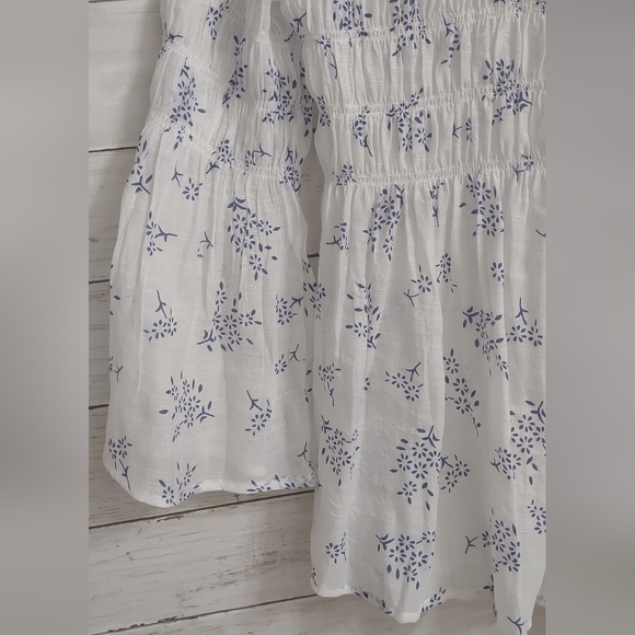 Adiva Smocked Blouse in Blue and White NWT - Picture 3 of 12